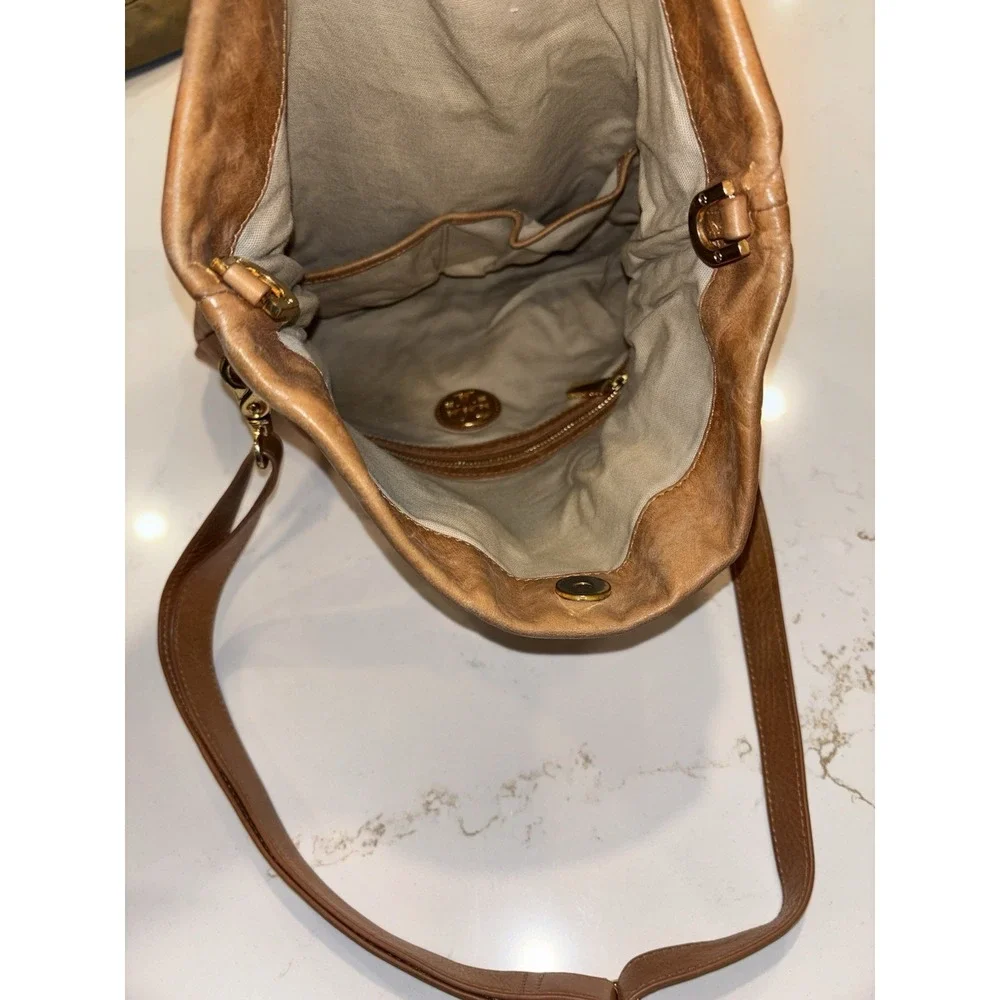 Tory Burch Designer Dena Foldover Convertible Flap Crossbody Purse Leather Bag